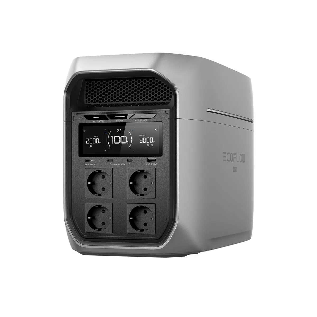 Estación de energía portátil ECOFLOW Delta 3 MAX Plus, 2048 WH, Ampliable a 10 kWh, LiFePO4, Salida CA 3000 W, Carga rápida 0–80% en 47 min, Respaldo SAI de 10 ms, generador Solar para hogar/Camping