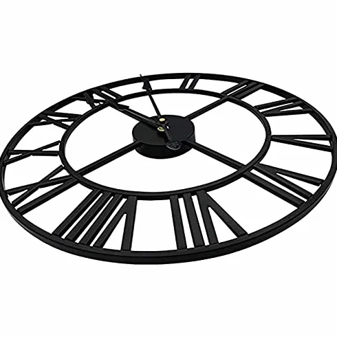 Reloj de pared para exteriores, diseño de esqueleto silencioso, hierro forjado impermeable para uso en jardín, números romanos para una fácil lectura