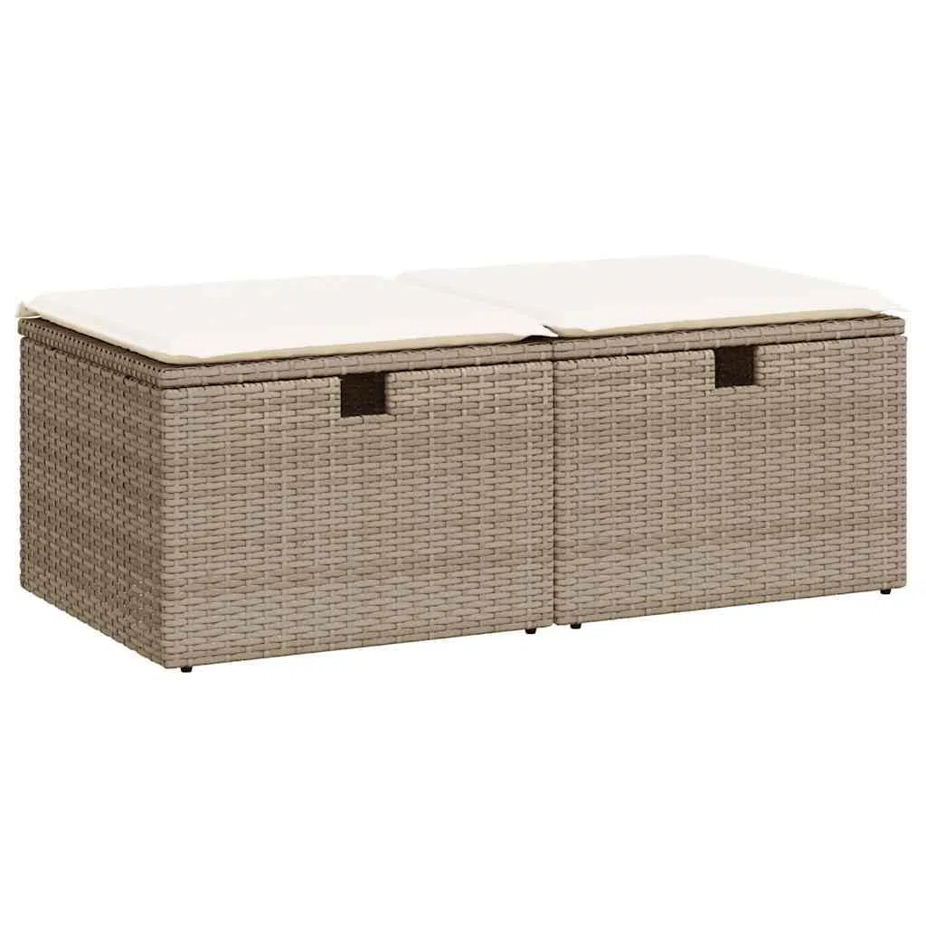 vidaXL Set sofás jardín y Cojines 2 pzas ratán sintético Acacia Beige, Juego de sofás de Exterior, Juego de salón de jardín, Juego de sofás de ratán sintético