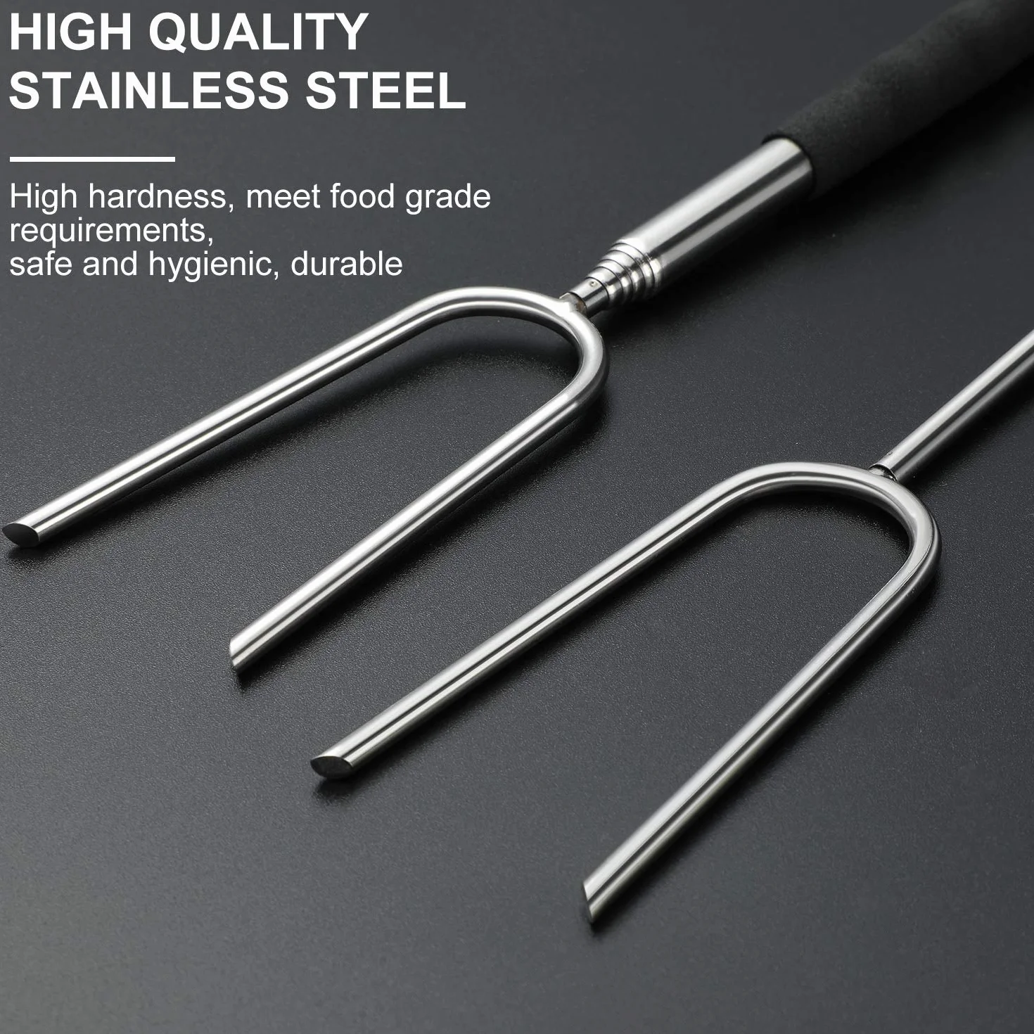 Homealexa Horquillas para Barbacoa de 6 Piezas, Brochetas Telescópicas de Acero Inoxidable, Palos para Asar Malvavisco de 85 cm Adecuado para Barbacoa, Hoguera, Camping, Picnic, Fiesta