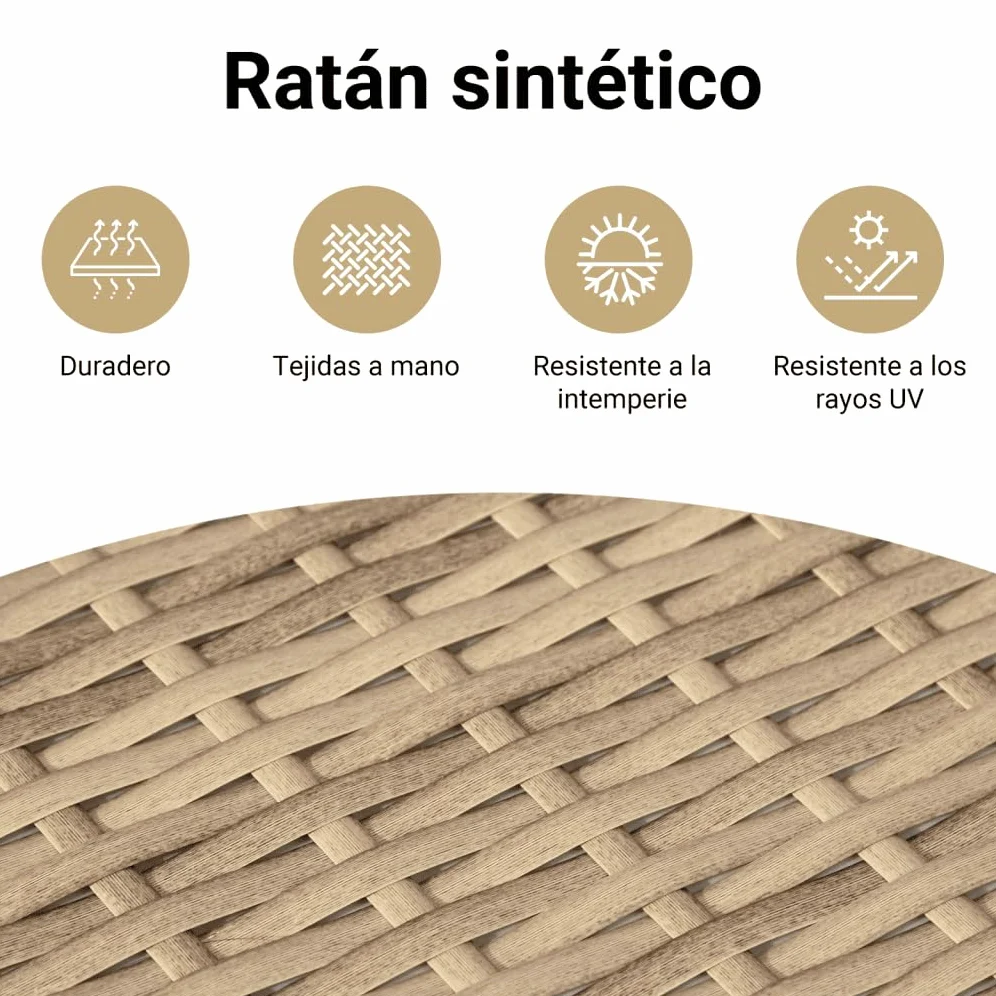 vidaXL Sofá de Jardín con Cojines de 2 Plazas, Asiento Exterior, Sofá Biplaza, Mueble para Patio Terraza Balcón, Ratán Sintético Beige