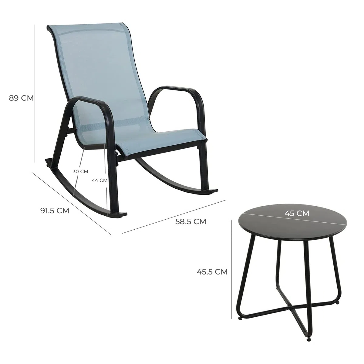 Grand patio Textilene Mecedora, Mecedor de Patio, Resistente a la Intemperie, Ligero, Sillón Relax para Interior, Exterior(Azul, 3PC)