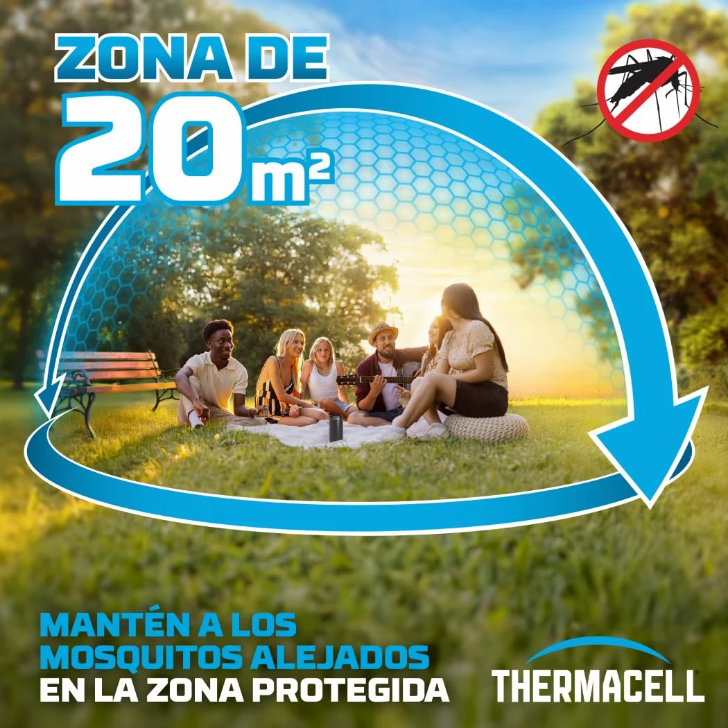Thermacell Difusor Antimosquitos para Exteriores + Bolsa Exclusiva de Regalo – Protección 20 m², Sin DEET, Negro