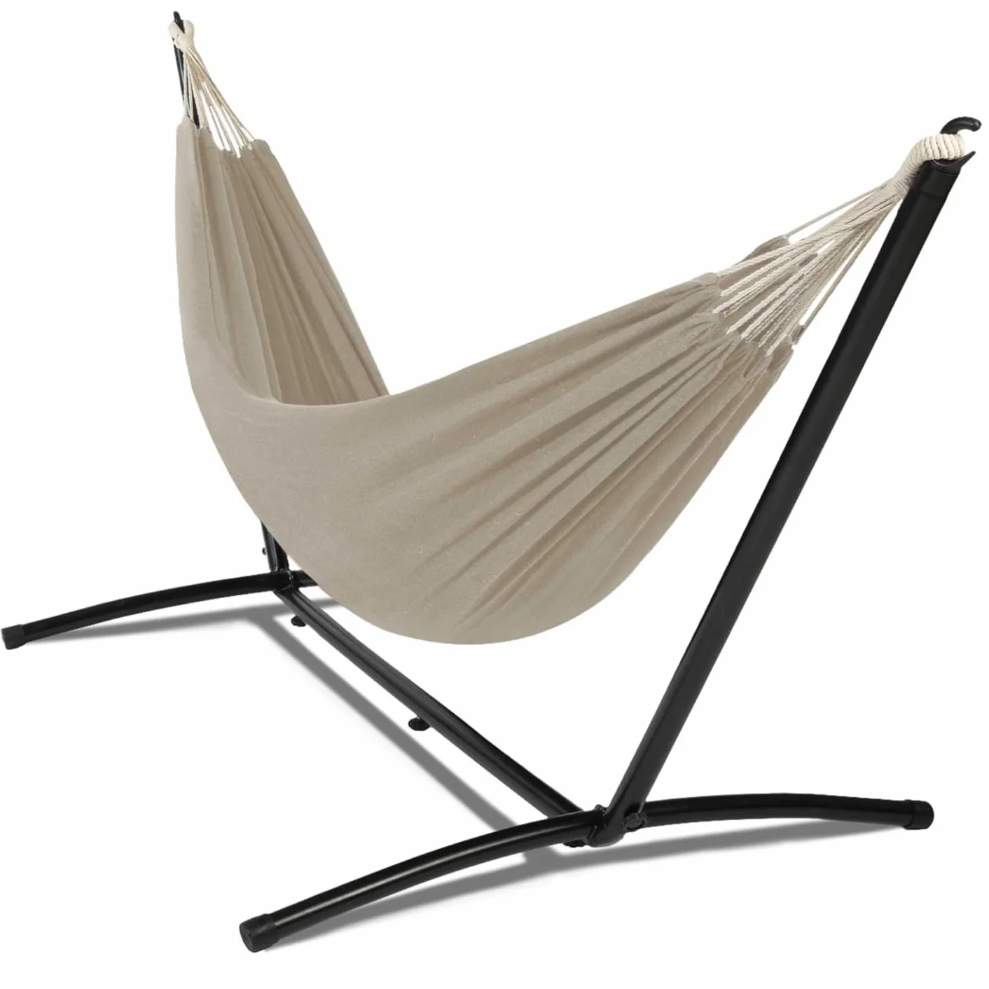 IDMarket – Hamaca con soporte de metal negro y tela topo