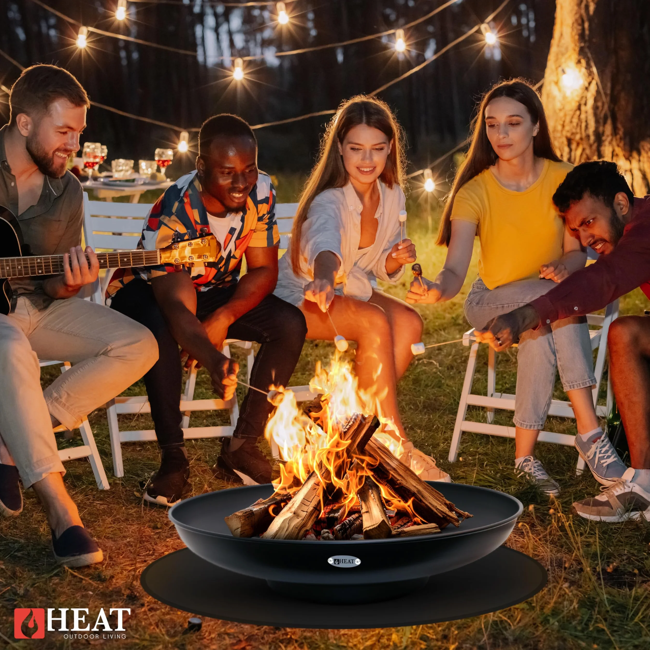 Cuenco de Fuego de 80 cm de Óxido – Braseros para el Jardín – Chimenea Exterior & Tonne – Cuenco de Acero Lacado – Cesto de Fuego para el Jardín - 80x80x19 cm