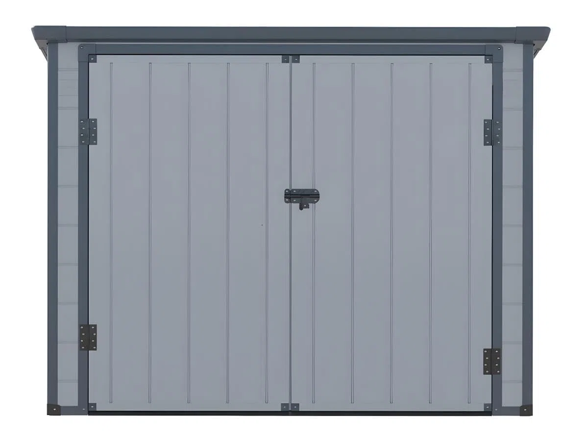 Vente-unique - Caseta de jardín de Resina para Cubos de Basura DENEB - Gris - Ancho 199 x Prof. 90 x Alt. 149 cm