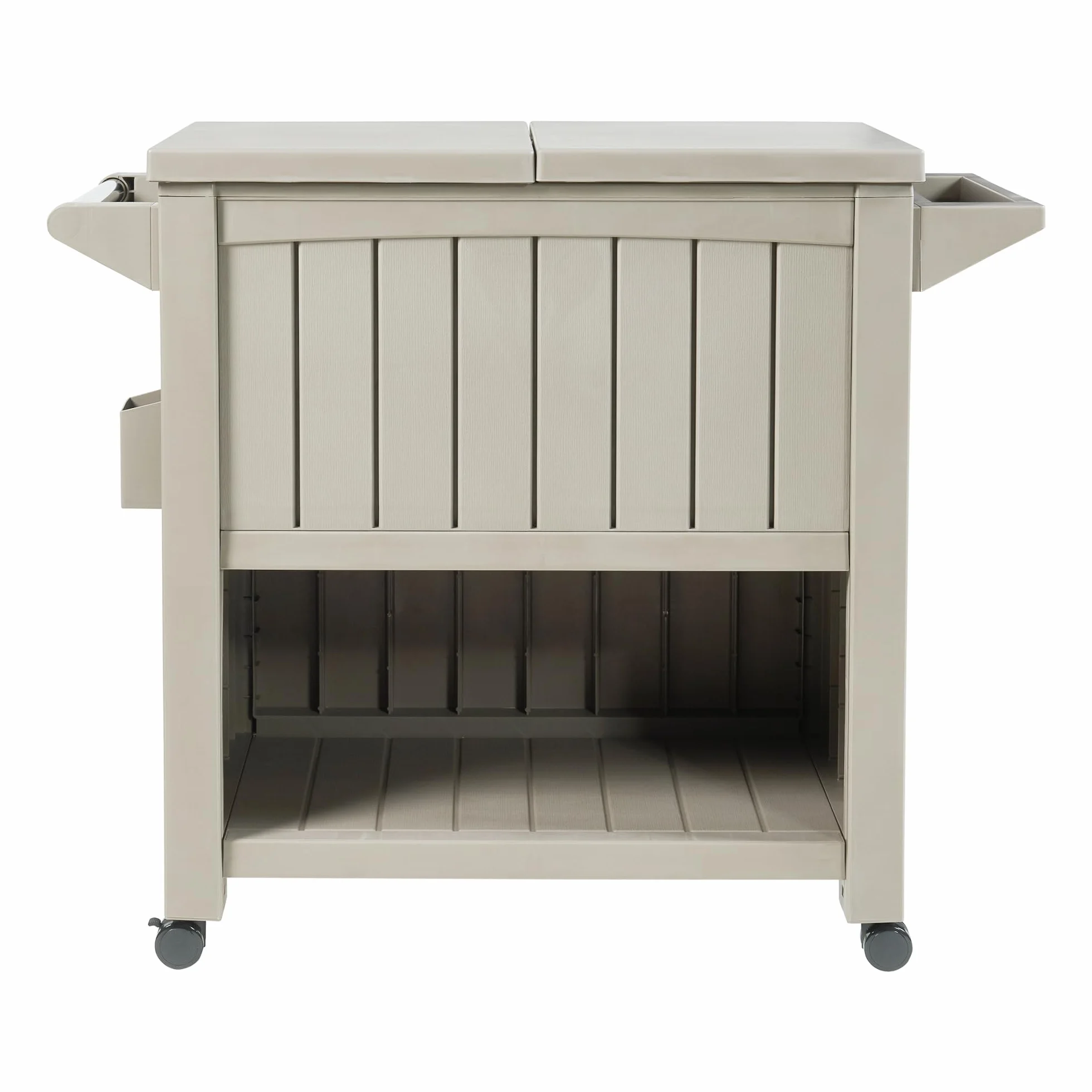 casa.pro Carrito Nevera Arsita para Bebidas Carro de Servicio Multiusos con Bolsa de Nevera Carro Auxiliar para Jardín Balcón Barbacoa PVC Plástico 102 x 47 x 87 cm - Beige