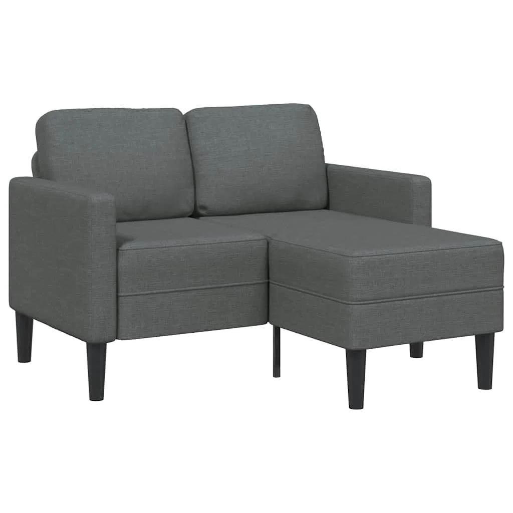 vidaXL Sofá de 2 plazas con Chaise Longue en Forma de L, Color Gris Oscuro, 125 cm, Tela,