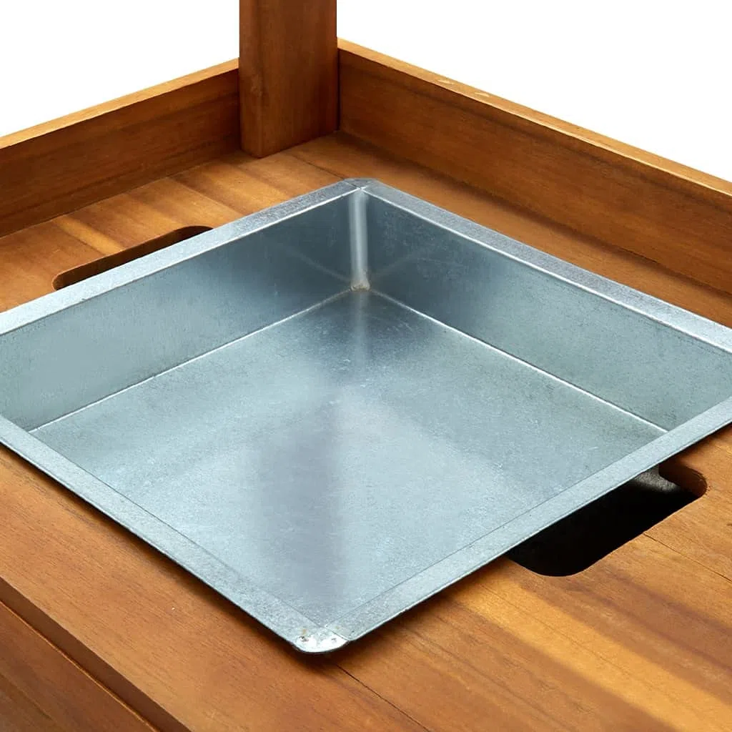 vidaXL Carrito de Cocina Jardín Mesita Ruedas Madera Acacia Maciza