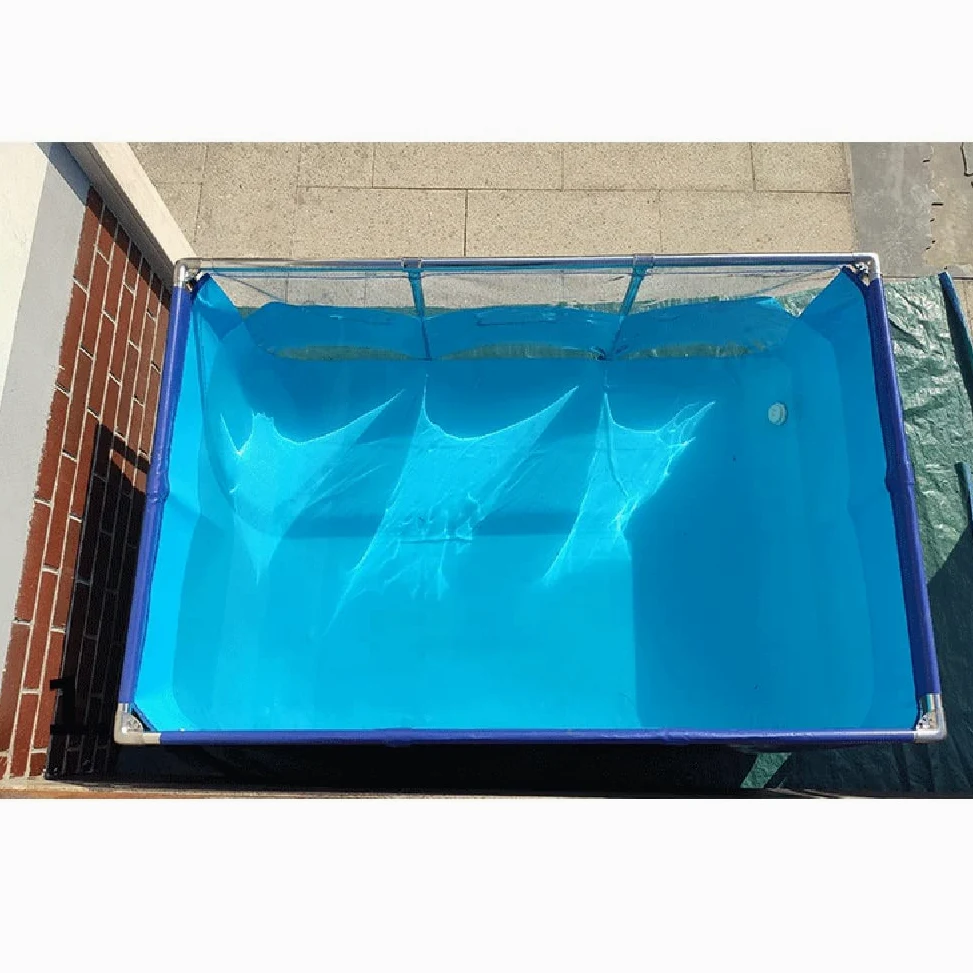 Acuario interior independiente para Koi/pez dorado, Estanque de piscina en el patio trasero con Panel transparente, Revestimientos de lona de PVC con marco de acero ( Color : Azul , Tamaño : 120x80x61