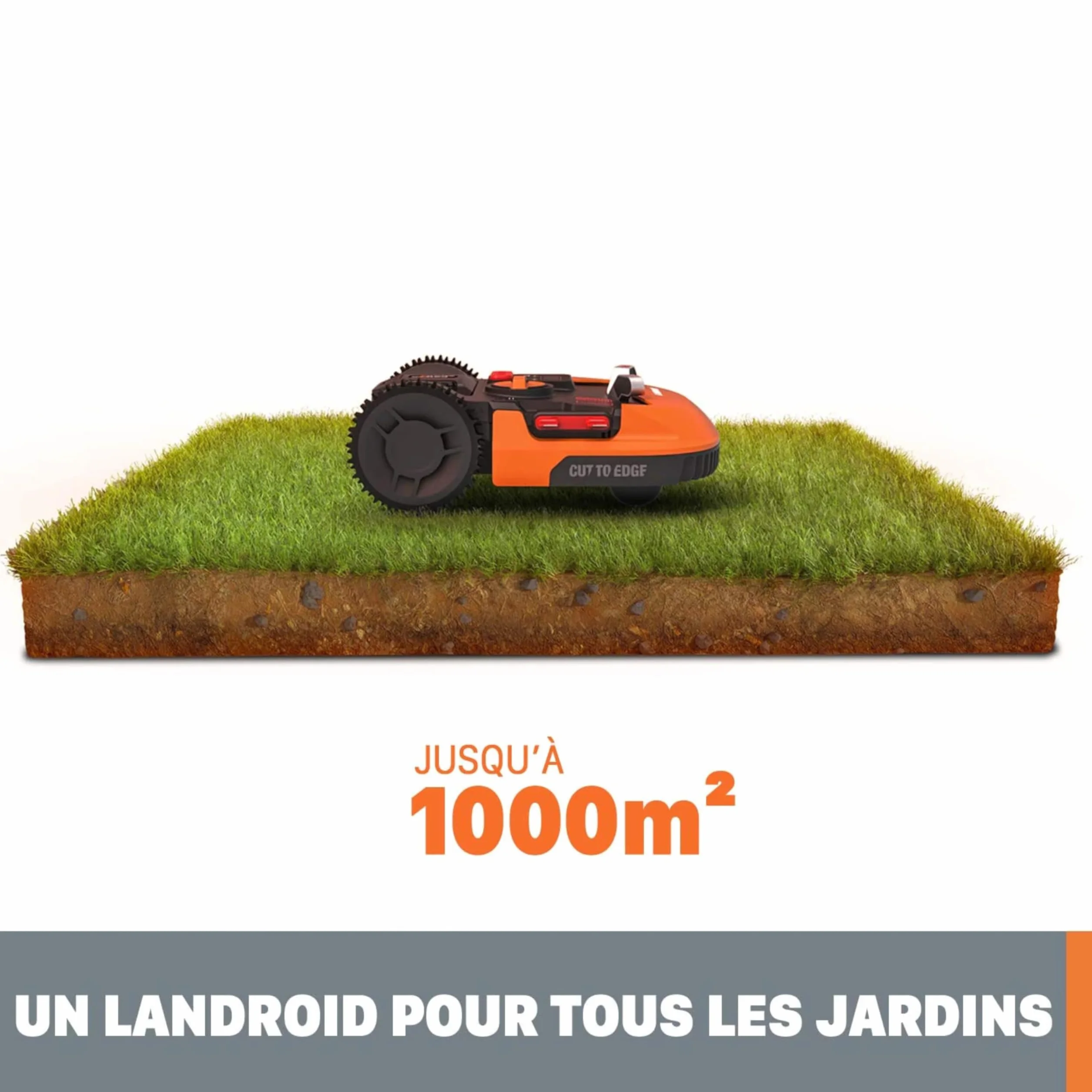 WORX Robot cortacésped Landroid L1000 20V Máx. | para Superficies de hasta 1000m2 | WR147E.1 | Navegación Inteligente | Cut to Edge 2,6 cm del Brode | Pendientes de hasta el 35%