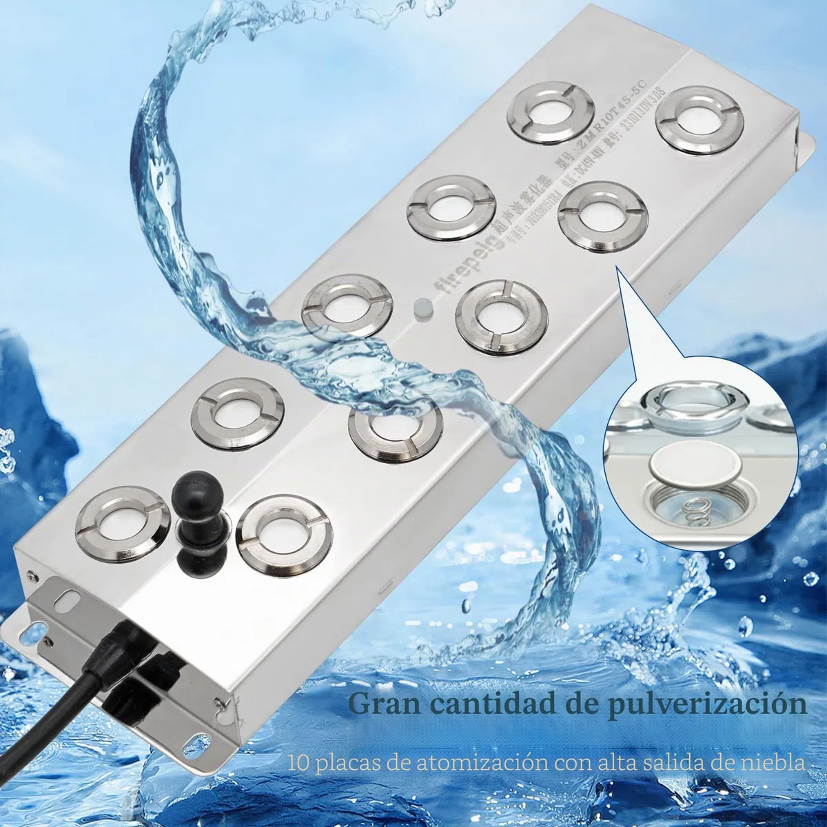 Maquina De Niebla 10 Cabezas 7L/H Generador De Niebla con Fuente De Alimentación De 400w Y Boya De Plástico, Nebulizador Ultrasónico Atomizador para Fuentes De Estanque, Paisajes Mágicos