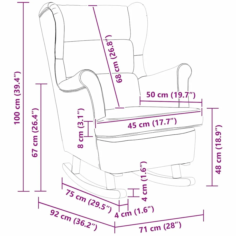 vidaXL Silla Mecedora de Tela Verde Oscuro 74x90x102 cm, Silla, sillón de salón, Silla de Relax, sillón, Asiento de salón, Mecedora, Silla de Relax
