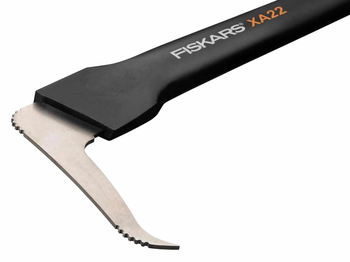 Fiskars Zapa de mango largo, Longitud: 78 cm, Cuchilla de acero templado/Mango resistente en fibra de vidrio, Estuche de almacenamiento y transporte incluido, Negro/Naranja, WoodXpert, XA22, 1003623