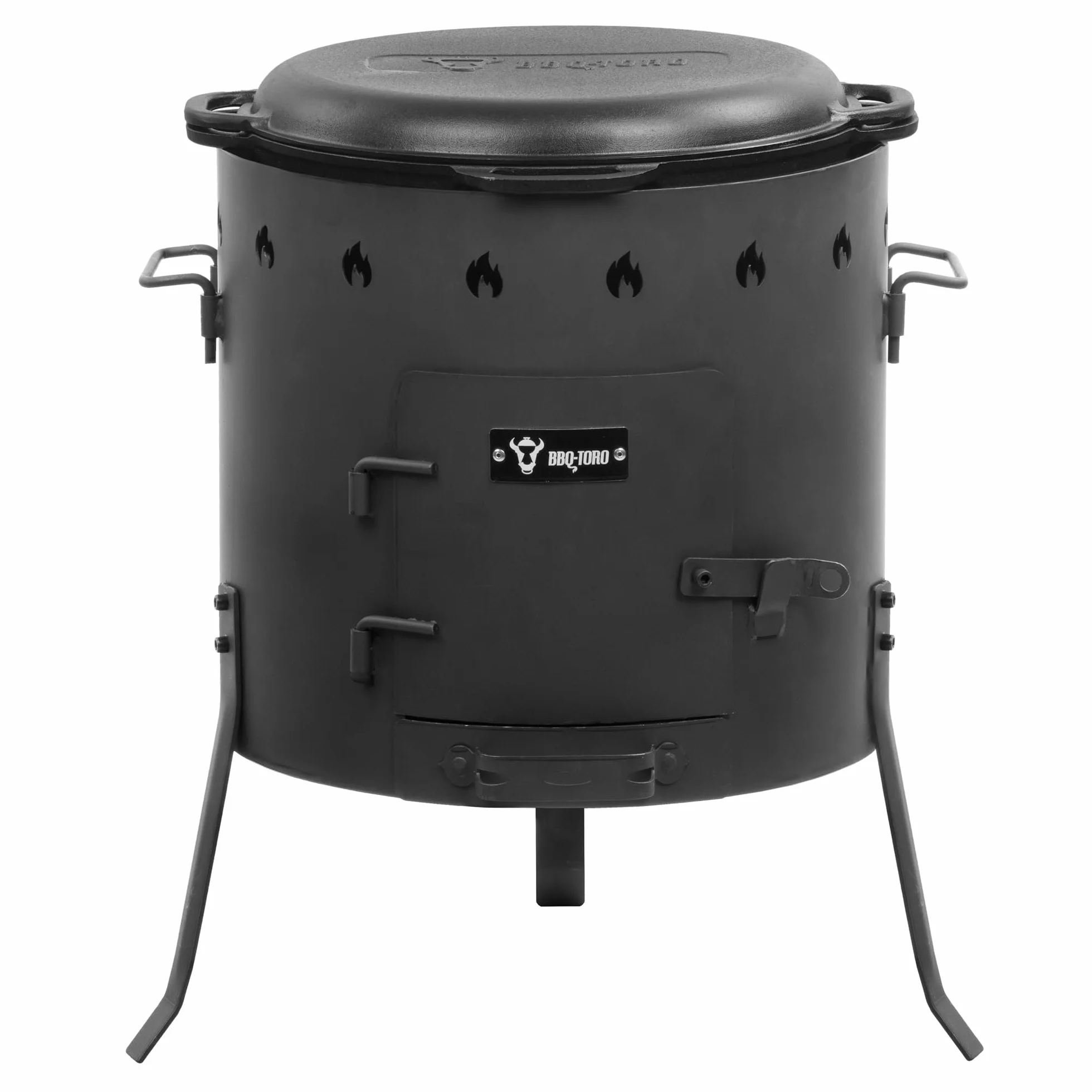 BBQ-Toro Kazan Olla de Hierro Fundido 19 Litros con Estufa Kazan Ø 45 cm | Olla de Hierro Fundido XXL con Tapa | Hervidor de Goulash, Estufa de Exterior | Estufa de Leña, Uchag, Uchak | Camping