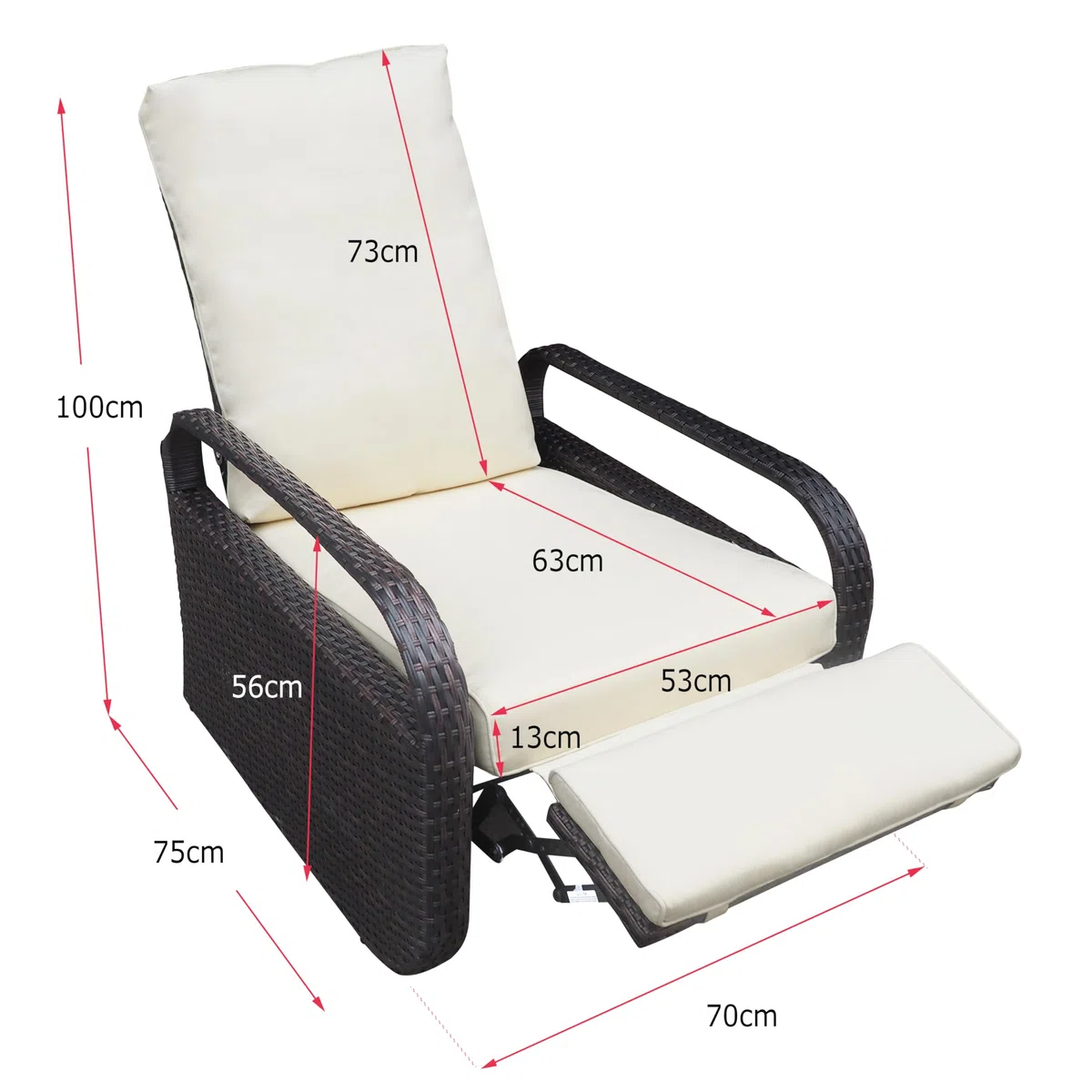 ART TO REAL Silla reclinable de Mimbre de Resina para Exteriores con Cojines