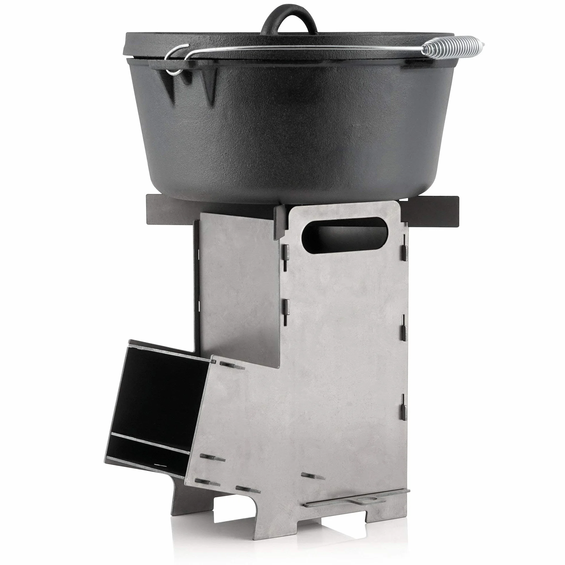 BBQ-Toro Estufa Rocket 5 | con Sistema de Ranuras de Acero Macizo de 2 mm de grosor | Estufa para Asar al Aire Libre, Terraza, Jardín, Sartenes de Parrilla | Estufa de Camping para Olla Holandesa