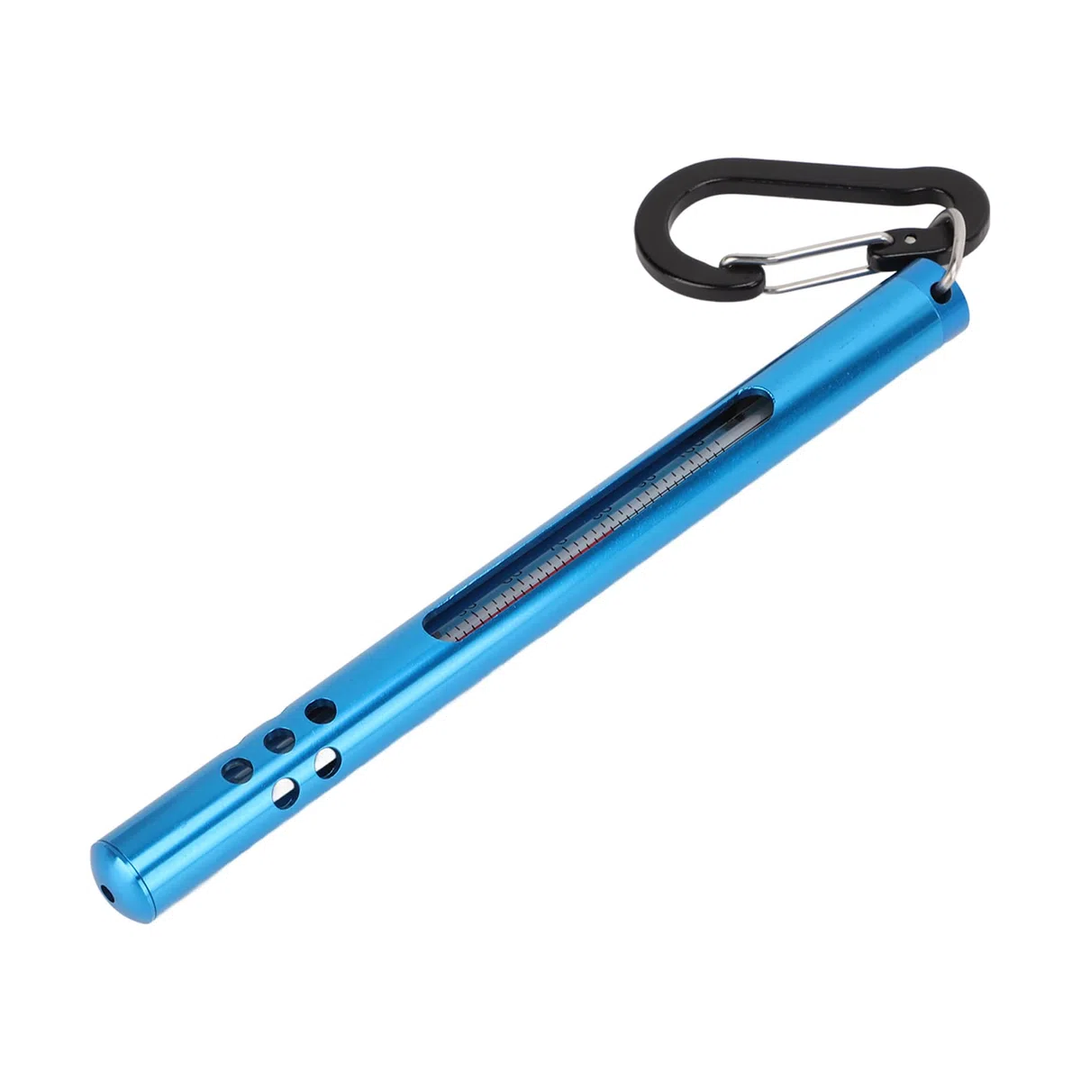 Termómetro de agua para pesca con mosca con mosquetón para medir la temperatura de la corriente, herramienta de pesca de bolsillo (Azul)