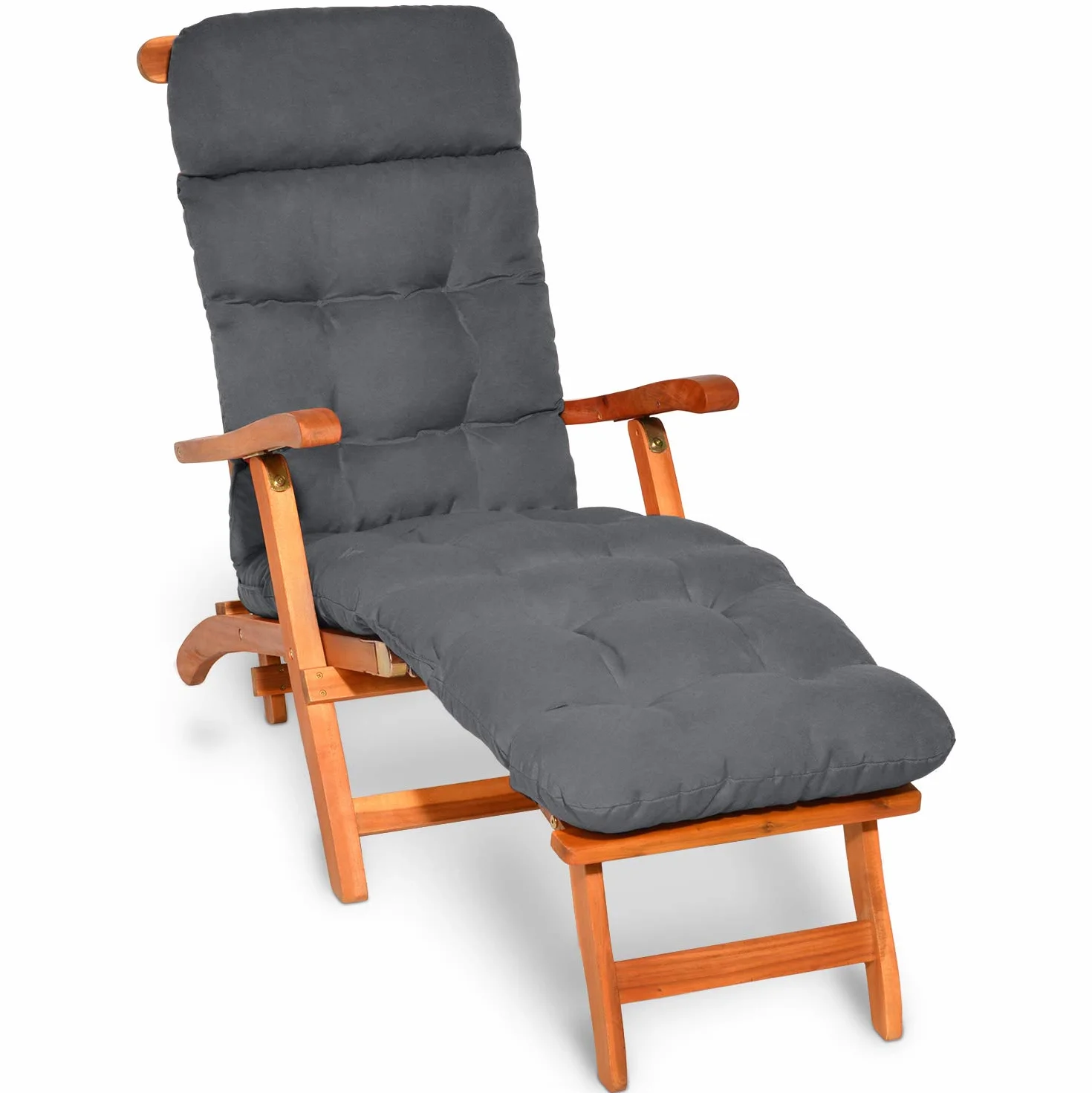 Beautissu 2X Colchoneta Tumbona Exterior 200x50x8 cm Flair DC – Cojin Tumbona Exterior para Jardín o Terraza con Relleno de Gomaespuma – Gris Claro