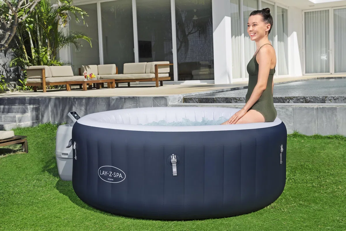 Bestway 71" x 26"/1.80mx 66cm Miami EnergySense AirJet 4 Azul Oscuro Redondo