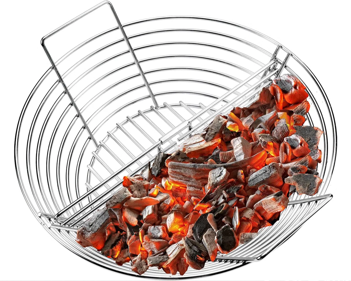 Kamado Classic Joe - Cesta de carbón vegetal de repuesto, cesta de ceniza para parrilla grande de huevos verdes, soporte grande de acero inoxidable con divisor. Accesorios para ahumar parrillas de 18