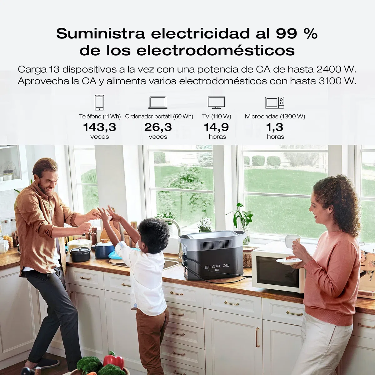 EcoFlow Estación de energía portátil DELTA 2 Max, 2048Wh, Batería LFP, CA 80% de carga en 53mins,sólo pequeños defectos en el embalaje, el producto está completamente sin usar (Reacondicionado)