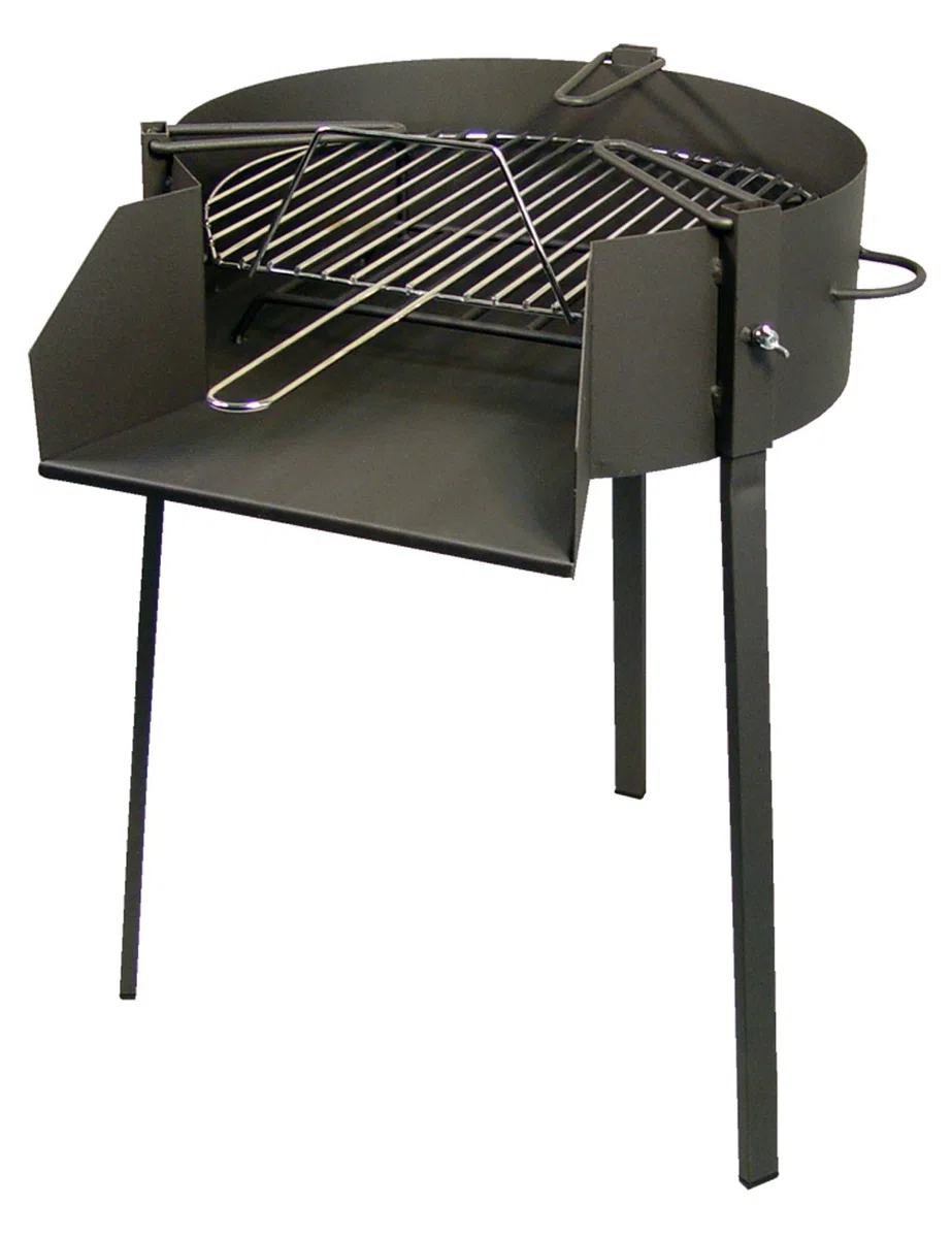 Imex El Zorro - Barbacoa Redonda Ø70 cm con Soporte para Paellera | Barbacoa Exterior sin Humo Portátil | Barbacoa Carbón o Gas | Barbacoa Pequeña y Desmontable para Jardín o Terraza