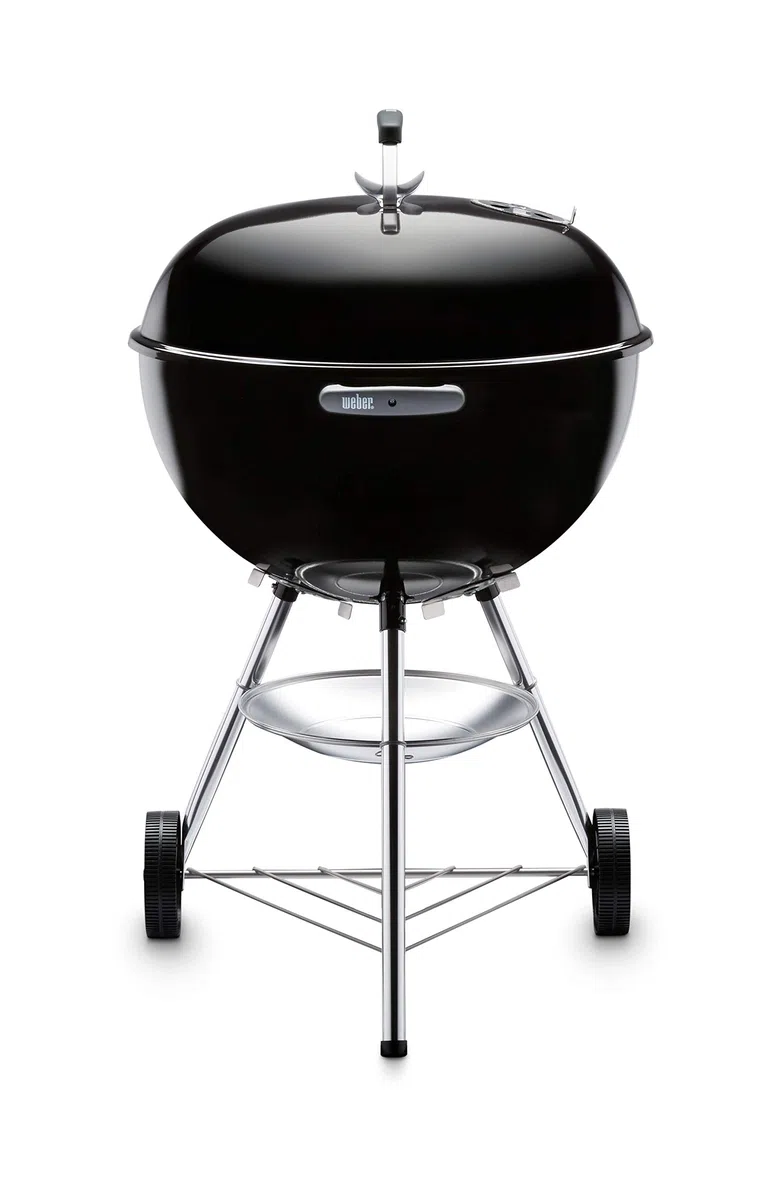 Weber Bar-B-Kettle Barbacoa de carbón, superficie de la parrilla de Ø 57 cm, barbacoa con tapa y cuba esmaltadas en porcelana, soporte de tres patas y ruedas, rejilla cromada - Negro (1331053)
