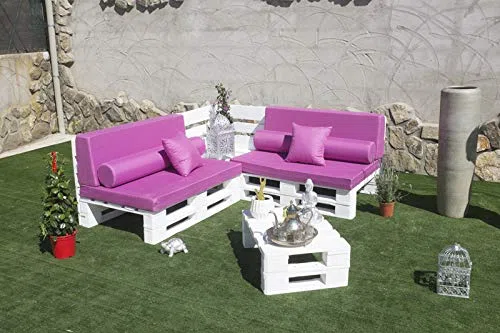 Palets Talavera Conjunto 2X Sofa de Palet 120cm x 80cm + 1x Mesa 80cm x 48cm Lijado Y Cepillado -Interior/Exterior Nuevo-Natural (2X Sofa 120x80cm + 1x Mesa 80x48cm)