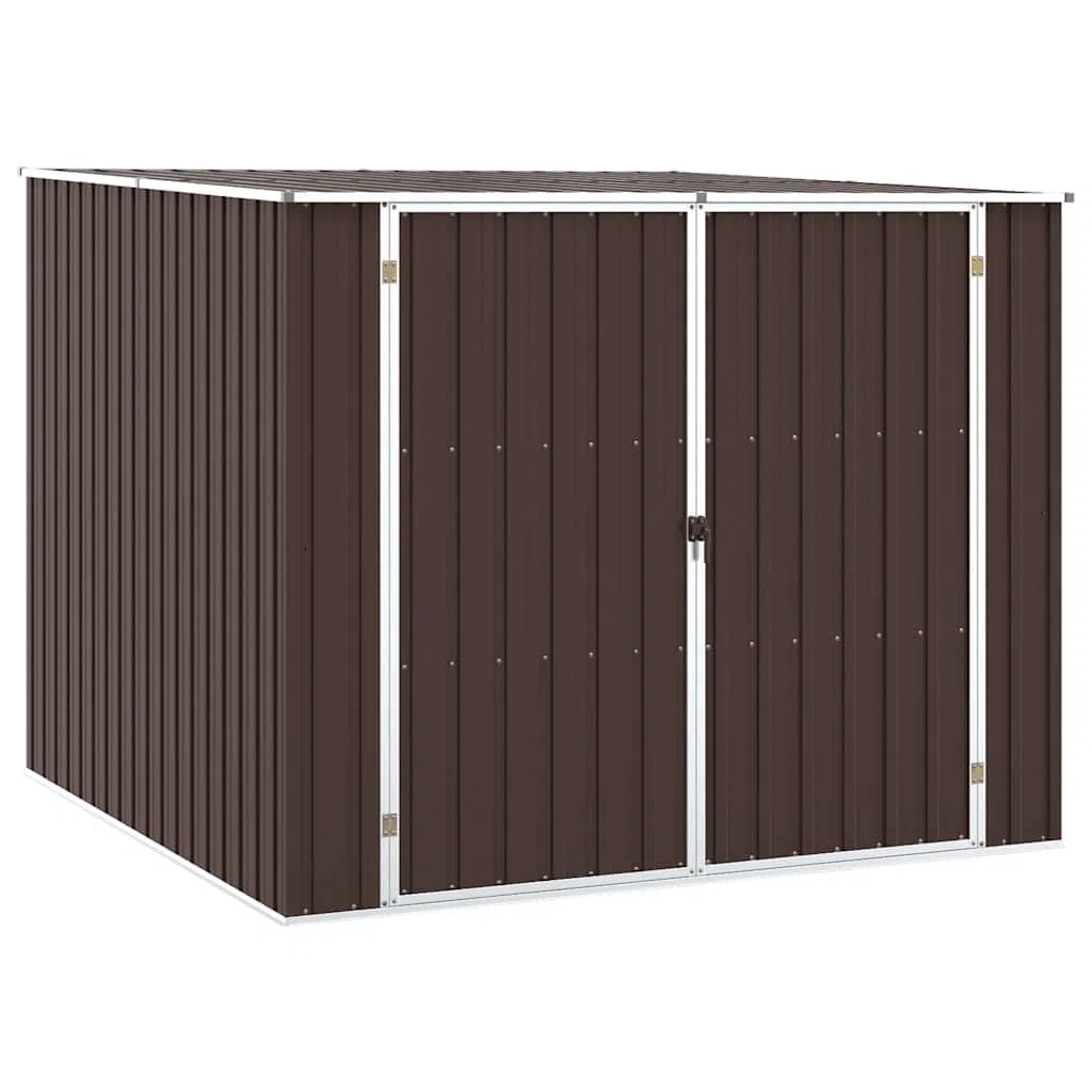 vidaXL Cobertizo de Jardín Paito Casata Casetilla Almacenamiento de Herramienta Almacenaje Exterior Acero Galvanizado Marrón 195x198x159 cm
