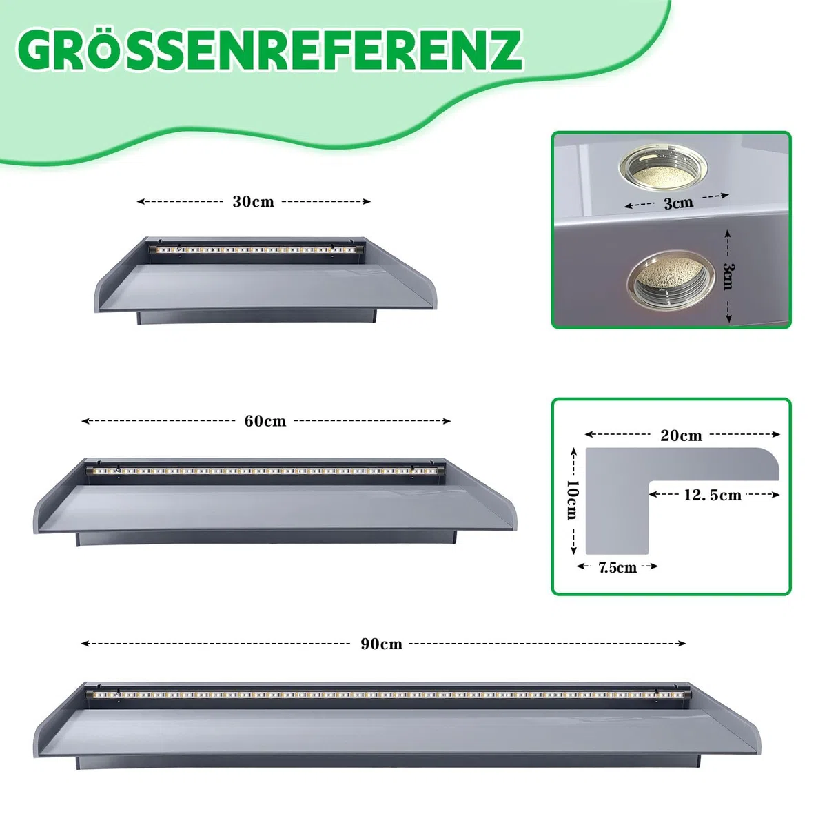 LONGRUN Hoja curvada de cascada para estanque de 30 cm con luz LED RGB Bluetooth, kits completos de cascada y flujo de acrílico, sin placa de cubierta
