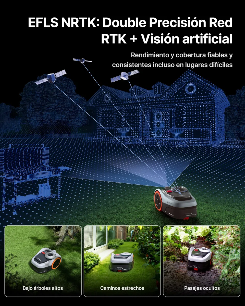 Segway Navimow i205 AWD con Garage S Kit, Robot Cortacésped sin Cable Perimetral, Tracción Integral para Pendientes del 45%, EFLS NRTK+Vision, Rec. 500 m², no se Requiere Antena (Envío por Separado)