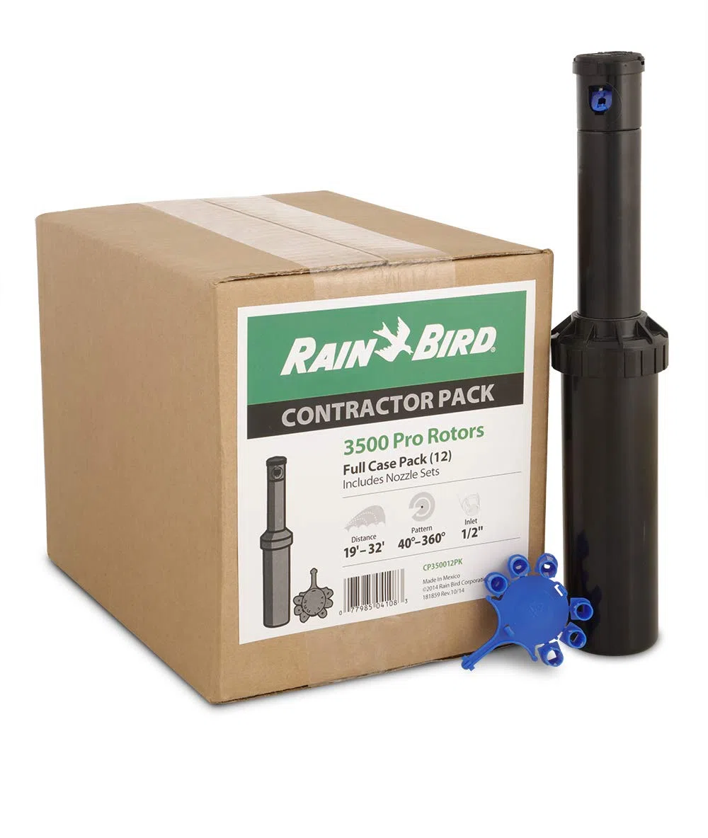 Rain Bird CP350012PK - Rotor Profesional con Boquilla para Lluvia (patrón de 40° a 360°, Distancia de pulverización de 15 a 35 Pulgadas, 12 Unidades)