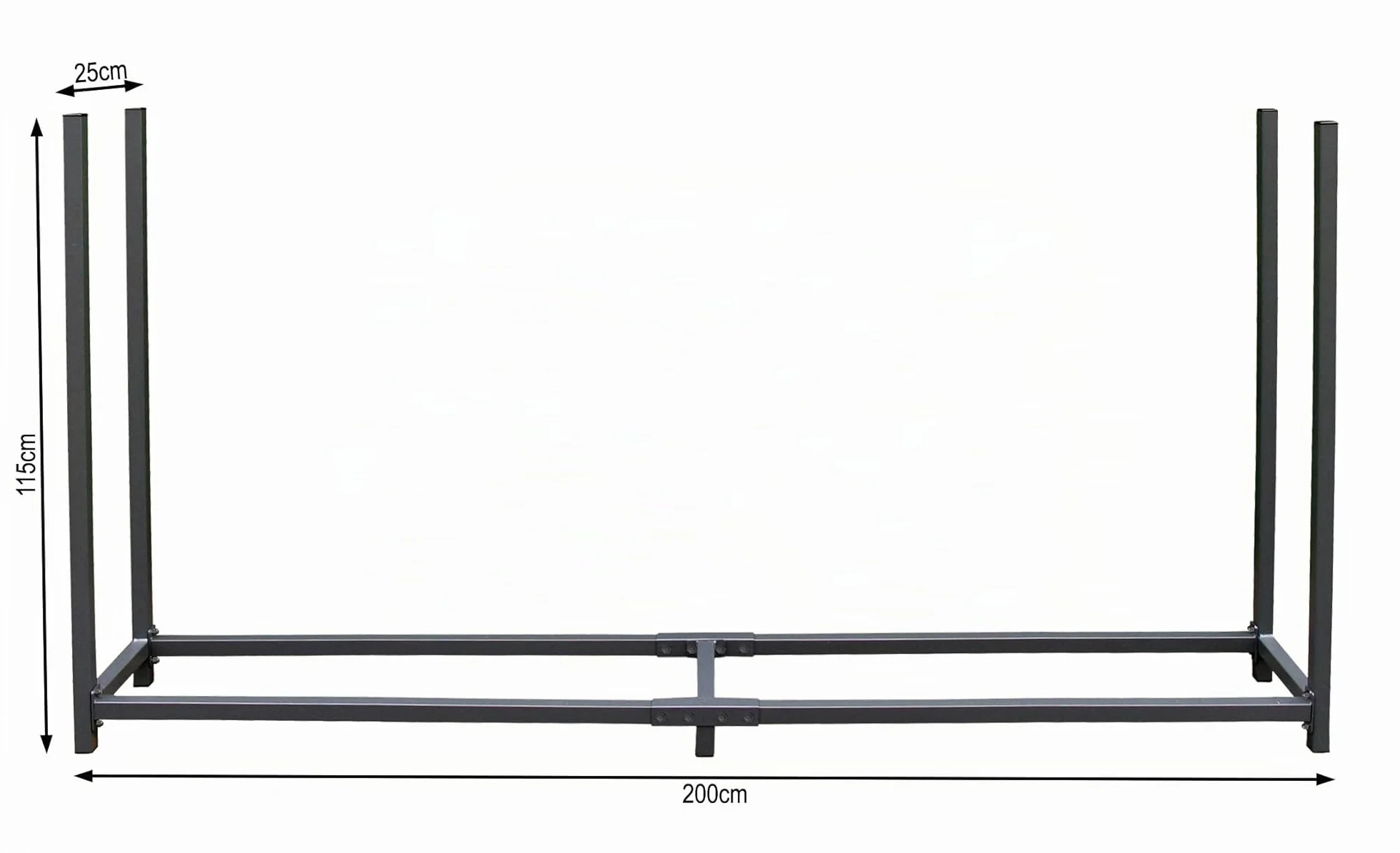 QUICK STAR Estante de leña de Metal Antracita 200 x 25 x 115 cm Refugio de leña para jardín Ayudas de apilamiento en el Exterior con Cubierta Protectora Gris