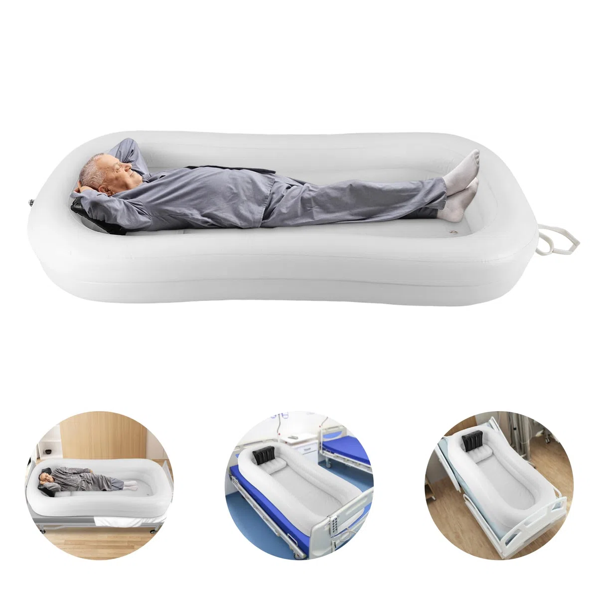 Bañera Inflable Portátil para Adultos - PVC Ducha 130W Blanco - Aire Piscina Hogar Spa