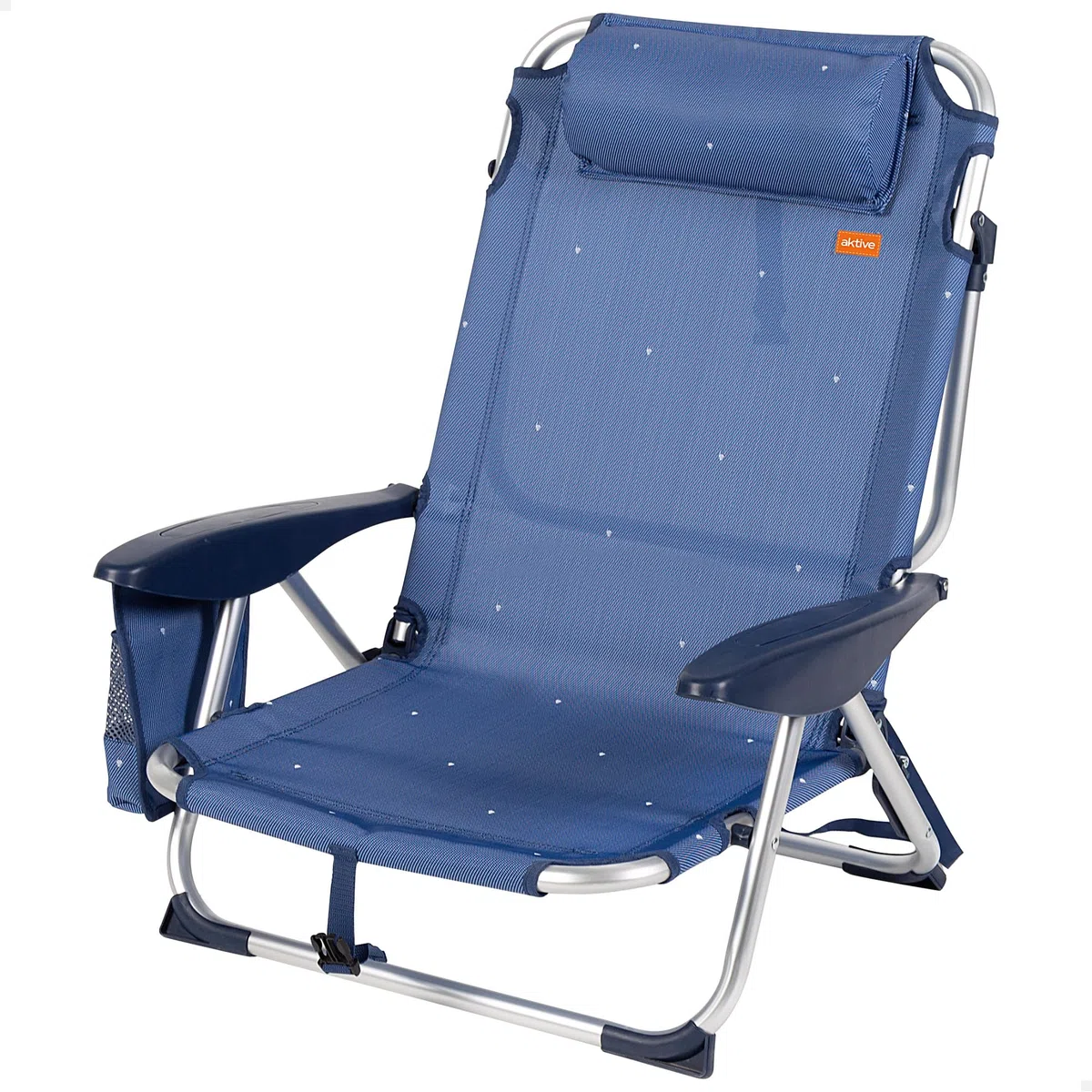 AKTIVE Silla de playa plegable y reclinable 4 posiciones Azul marino, Medidas 51x45x76cm, Peso máx. 110Kg, Material aluminio, Antivuelco, sillas de playa (62290)