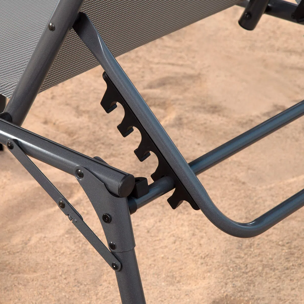 AKTIVE 62613 - Tumbona plegable de playa con parasol, Tumbona de playa con cojín, 193x67x48/96 cm, altura del asiento 48 cm, color gris, tumbona plegable, 5 posiciones, peso máx 100 kg