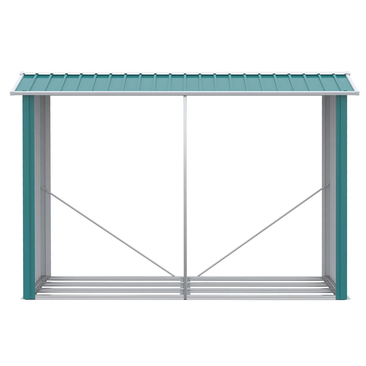 Outsunny Casetilla para Leña de Acero Galvanizado Leñero Exterior Cobertizo de Almacenamiento de Troncos con Techo Impermeable y Antioxidante para Jardín Terraza Patio 240x86x160 cm Verde