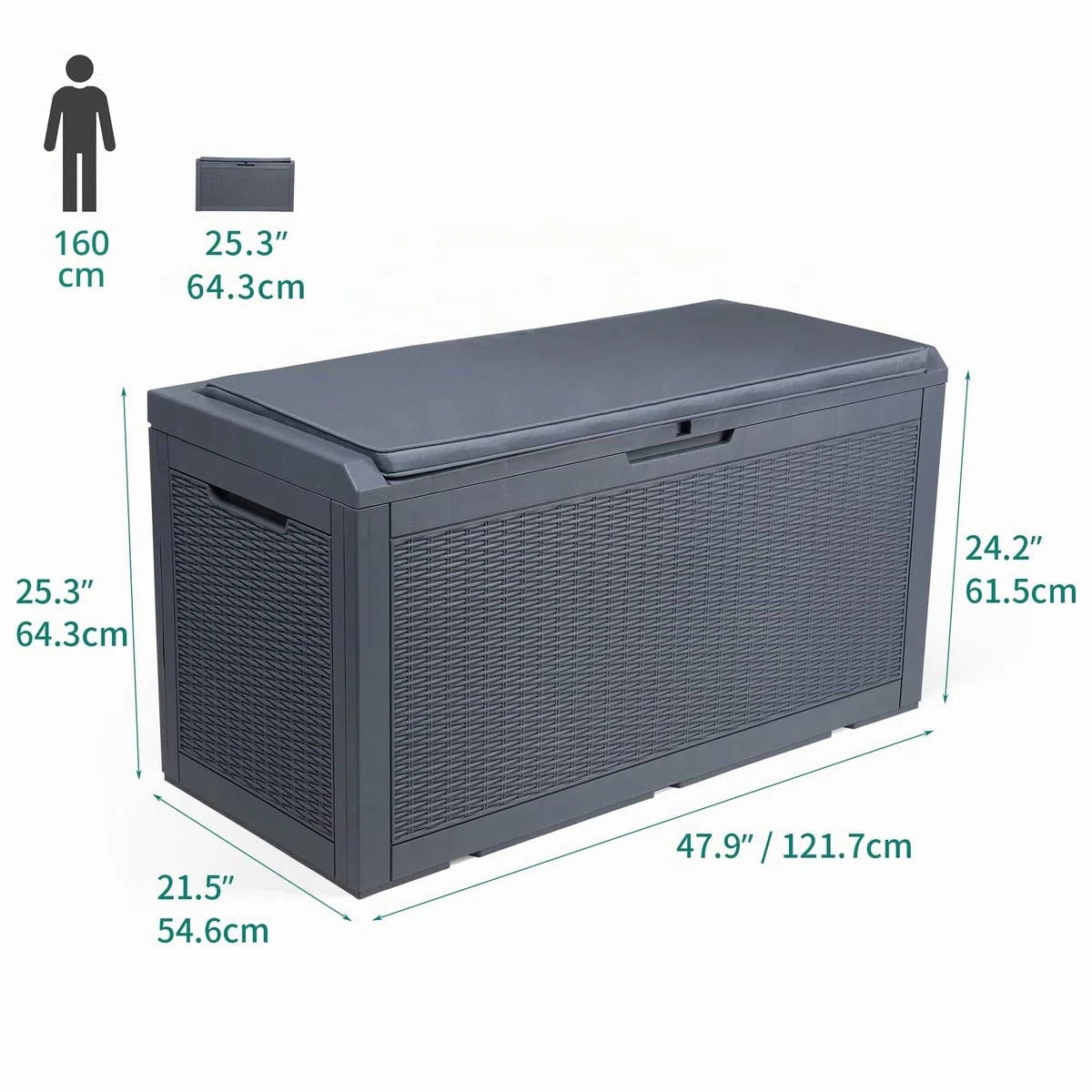 YITAHOME 380L Arcón de Ordenación Exterior, Resina Caja de Almacenaje de Jardín para Almacenamiento Al aire Libre para Muebles de Patio
