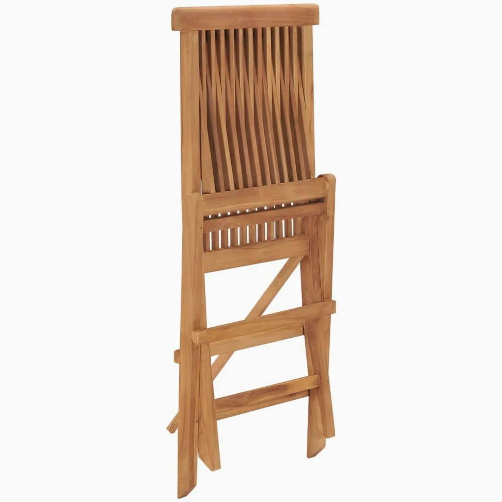 vidaXL 2X Madera Maciza de Teca Sillas de Jardín Asiento Patio Terraza Balcón Comedor Muebles Mobiliario Exterior Duradero Práctico Plegables