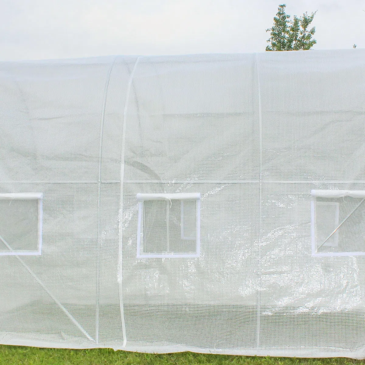 Outsunny Plásticos para Invernaderos 3x2x2 m Cubierta de Repuesto para Invernadero de Polietileno con 6 Ventanas y Puerta Enrollable Protección de Plantas para Jardín Blanco