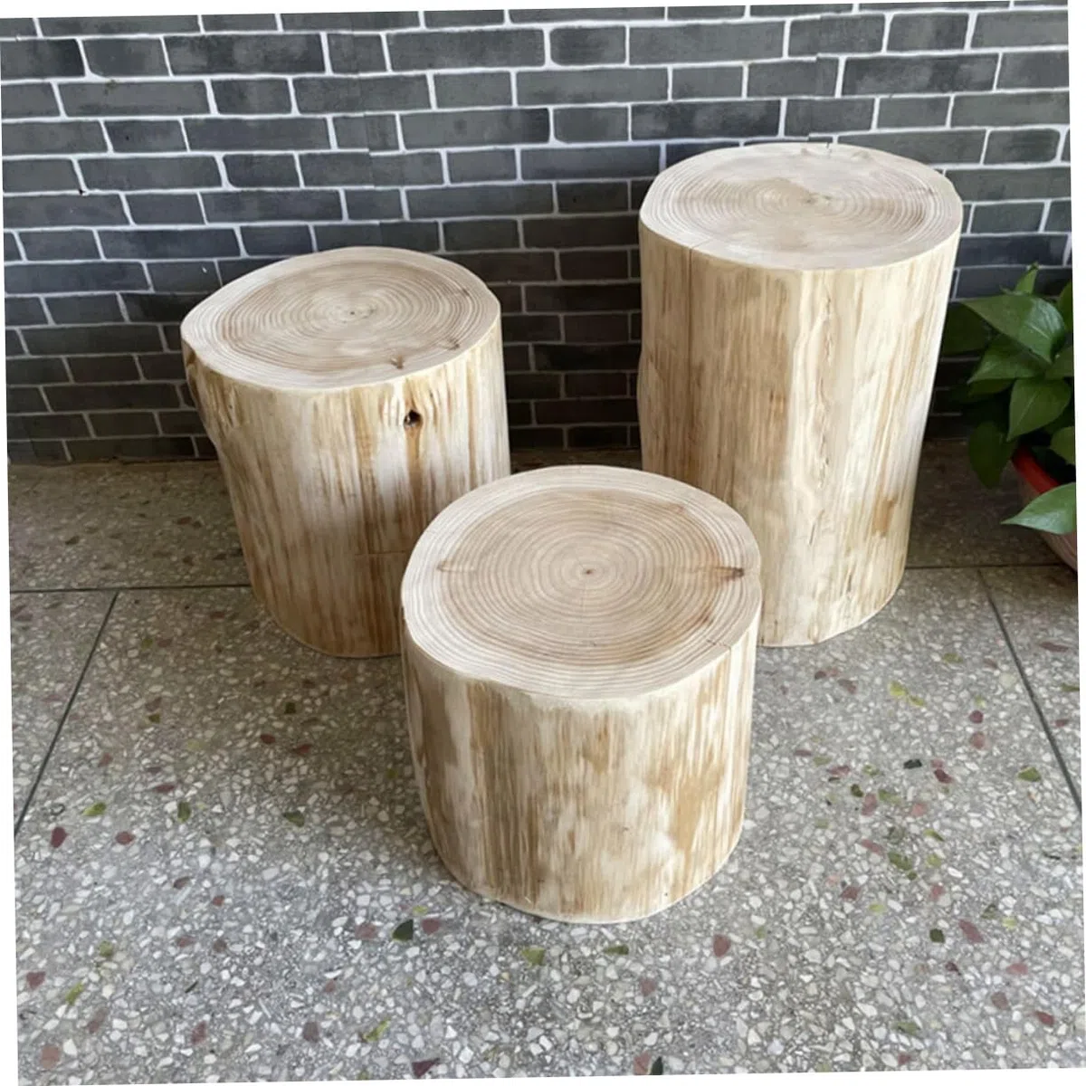 BESPORTBLE Taburete De Madera Maciza Asiento Multifuncional para Interior Decoración Rústica De Árbol Estable y Resistente