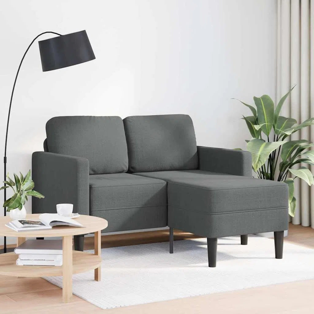 vidaXL Sofá de 2 plazas con Chaise Longue en Forma de L, Color Gris Oscuro, 125 cm, Tela,