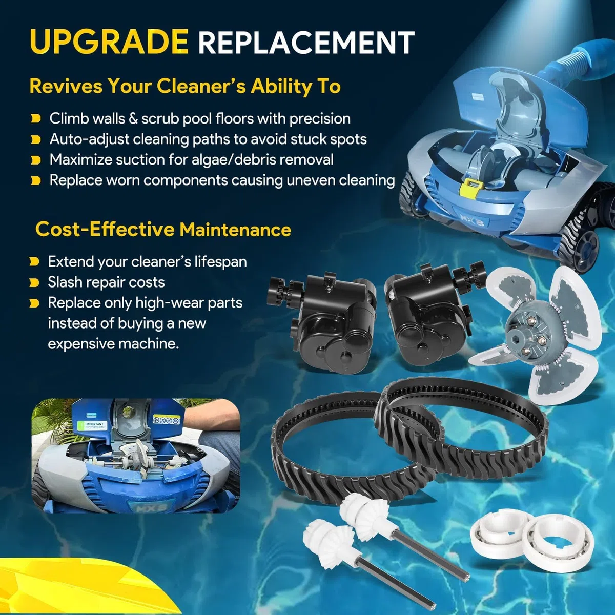 Kit de mantenimiento completo R0796200 para limpiador de piscinas Zodiac Baracuda MX8, MX6, MX8 EL y MX6EL (repuestos) compatible con R0524900, R0526100, R0527000, R0525100, R0524700 y R052488