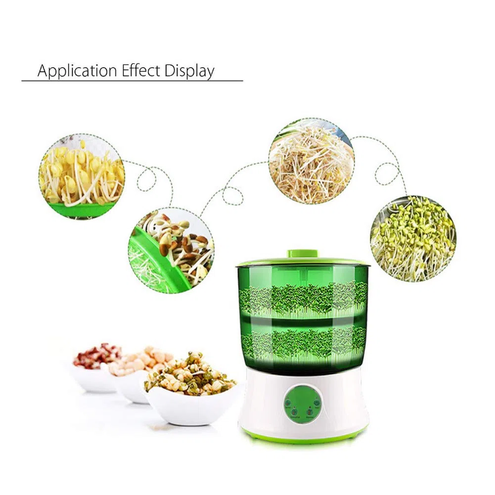 Máquina automática de brotes de plástico Verde, Fabricante de brotes de Soja Duradero Inteligente Seguro, para el hogar de brotes de Soja(European Standard 220V)