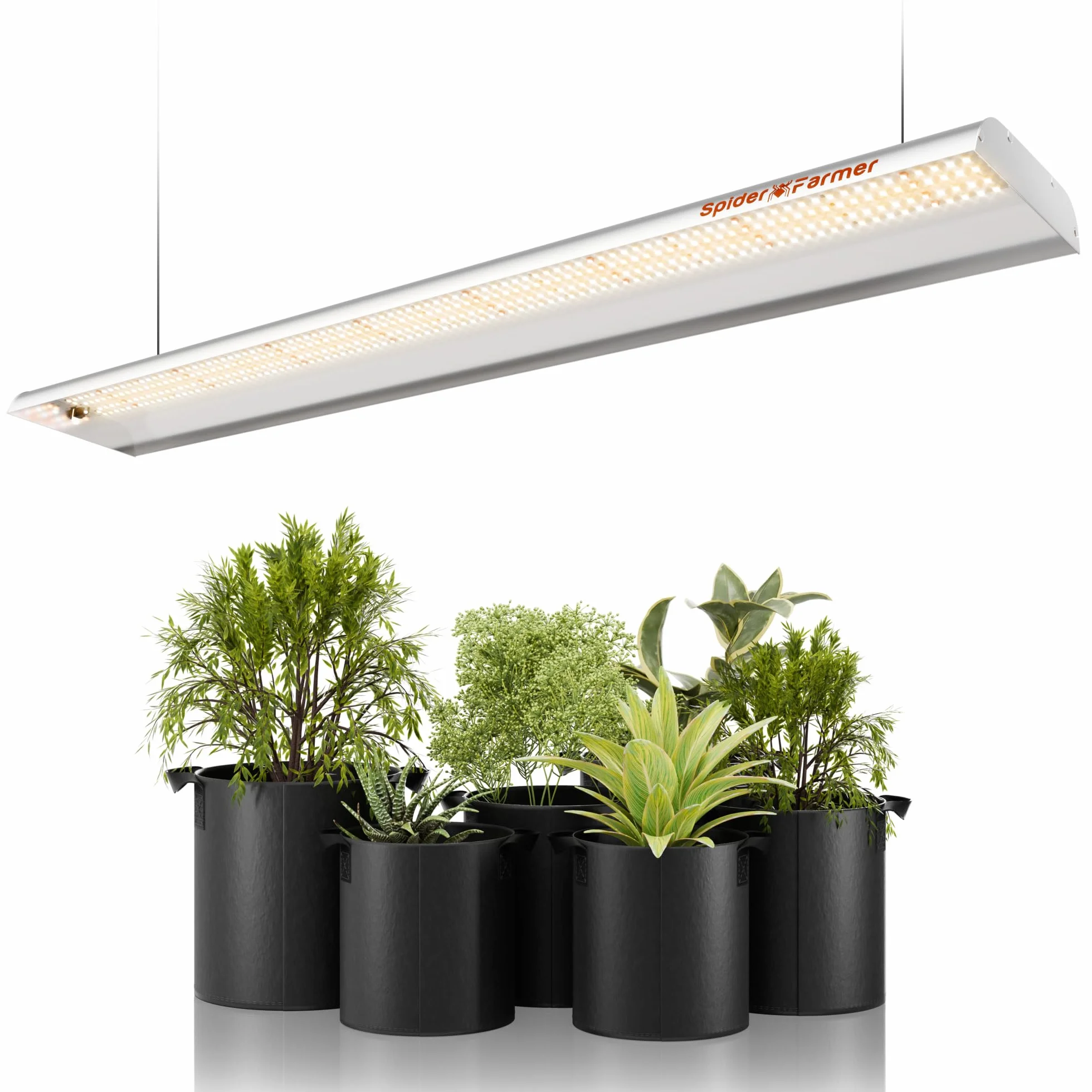 SPIDER FARMER SF600 luminaria led de alta eficiencia para cultivo de interior 75W, lamparas led cultivo，Espectro completo (luz similar al sol) preparado para creciemiento y floración 384 Leds
