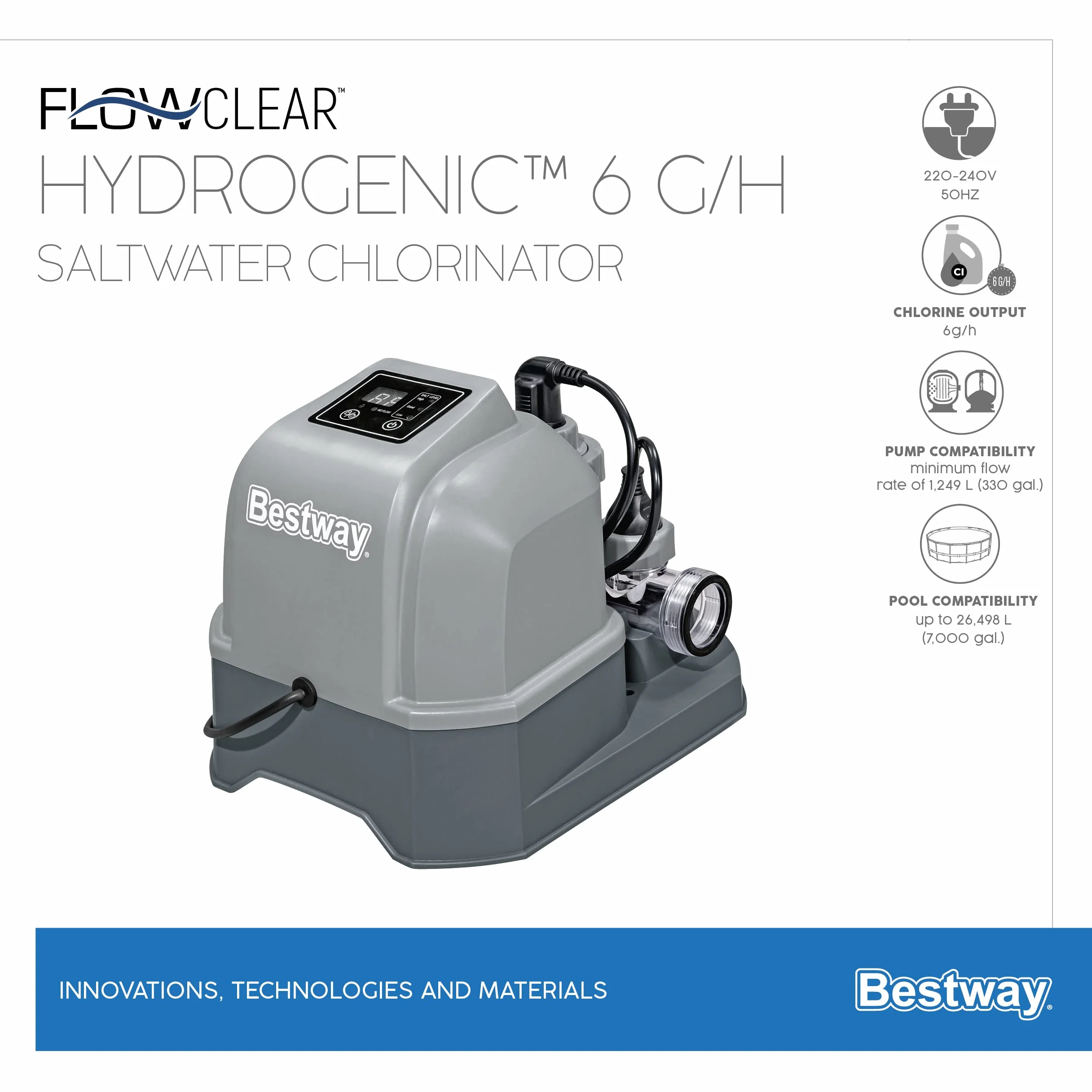 Hydrogenic 6 g/h Saltwater Chlorinator