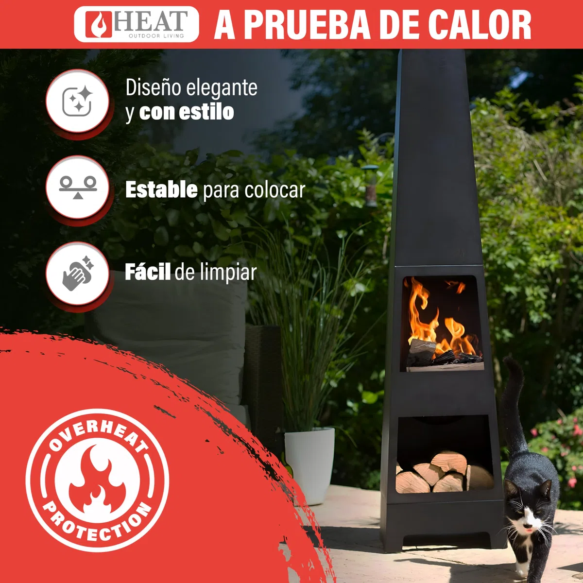 Estufa de jardín Oslo - Acero - Jardineria - Brasero - Jardin - Estufa Exterior - Chimeneas Exterior Chimenea de Jardín - 36x36x150 cm