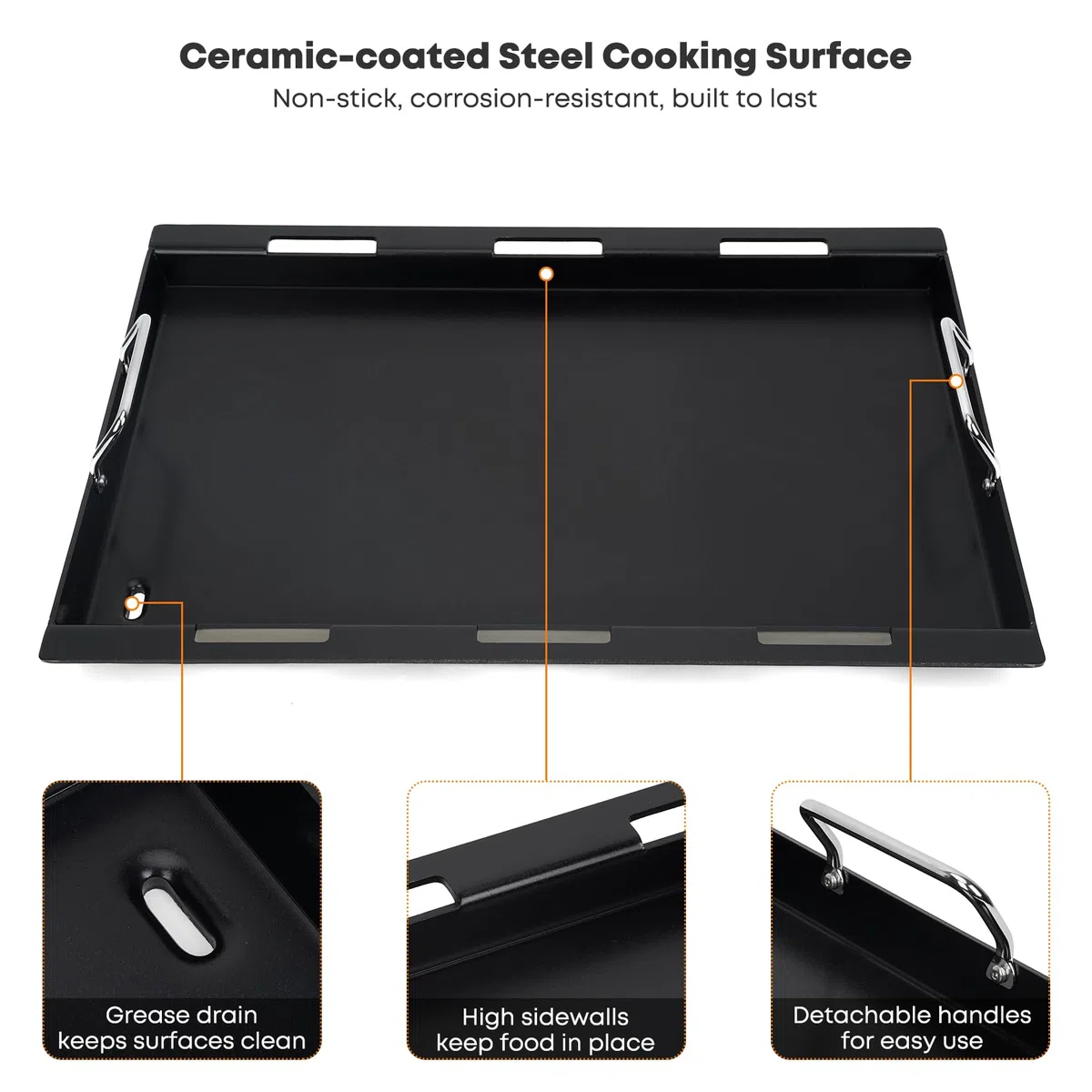 Onlyfire Flat Top Plancha Barbacoa para Parrillas de Gas Weber Spirit I y II Serie 200, Plancha de Cerámica Antiadherente para Spirit S-210 E-220, Spirit E-210 (2025)