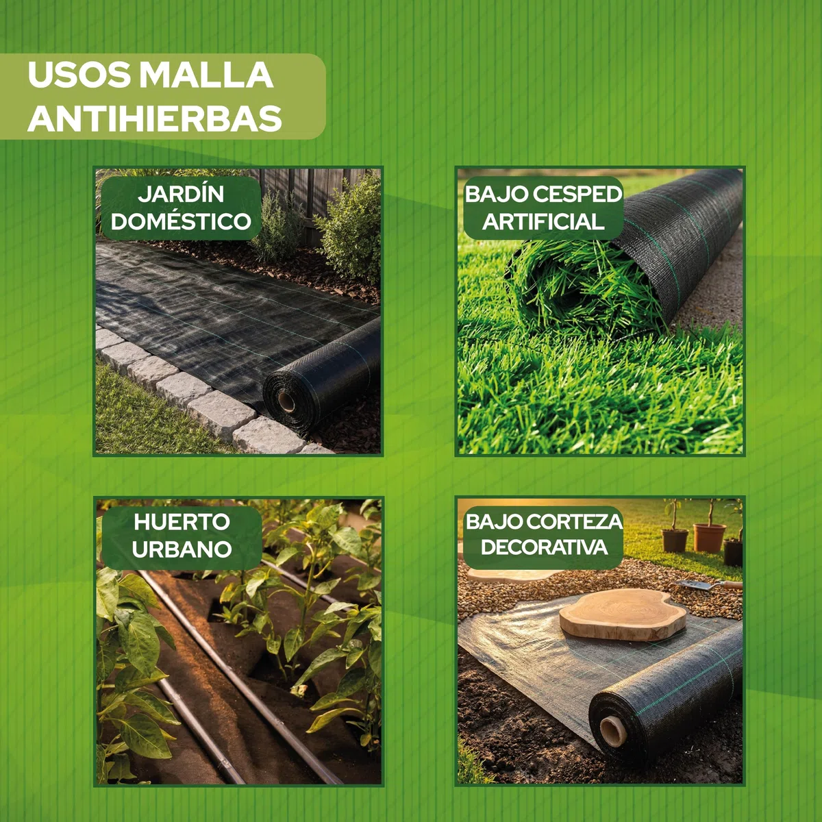 Control Garden Malla Antihierbas 2 x 100 m Groso 105gr | Malla Anti Malas Hierbas y Maleza para Jardín, Huerto, Cesped | Lona Antigerminante Transpirable, Permeable y Resistente